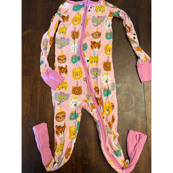 Little Sleepies Other - Little Sleepies long sleeved pink animal and party hat one piece pajama set 2T